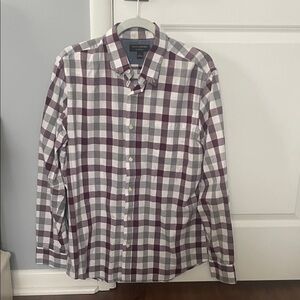 Banana Republic Men's Checkered Shirt - Purple and Gray